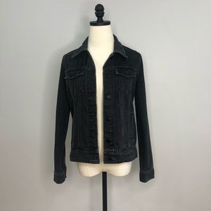 Old Navy distressed grey black denim jacket size small